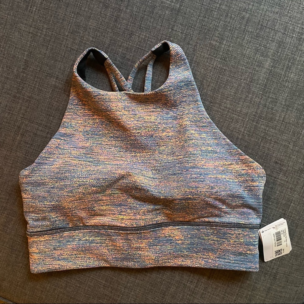 NWT Lululemon Energy Bra, High neck Longline, Spectral Fusion Jacquard Autumn 10
